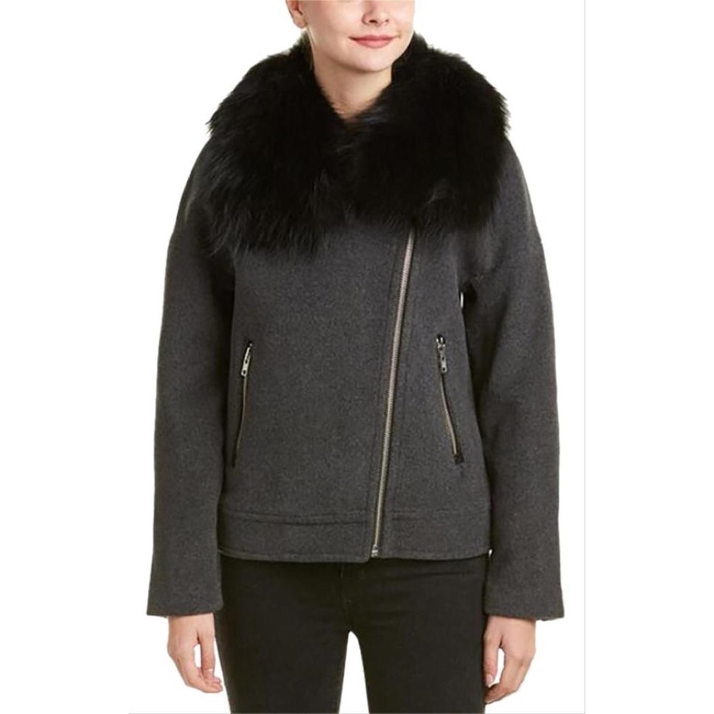 Mackage Felipa Wool and leather coat with fur